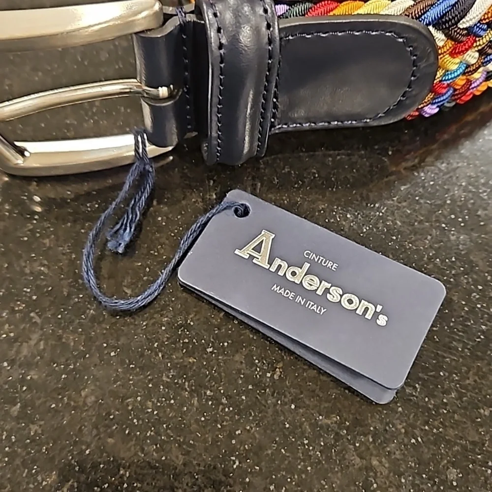 ANDERSON'S Paracord Woven Belt ~ Classic Rainbow 42 NWT